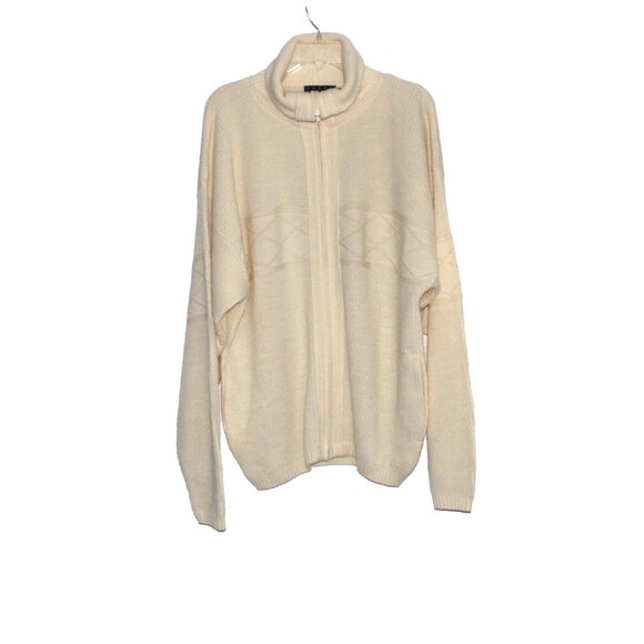 American Priority Full Zip Ivory Sweater Mens Size XL Made in USA - Picture 2 of 6